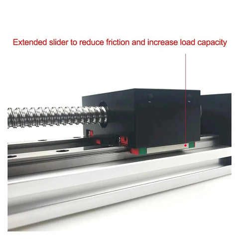 Z Axis CNC Sliding Table Stage Kit With SFU1204 Ball Screw And 12mm MGR12 Linear Rail, Travel 100 to 200mm, close-up of ball screw and rail