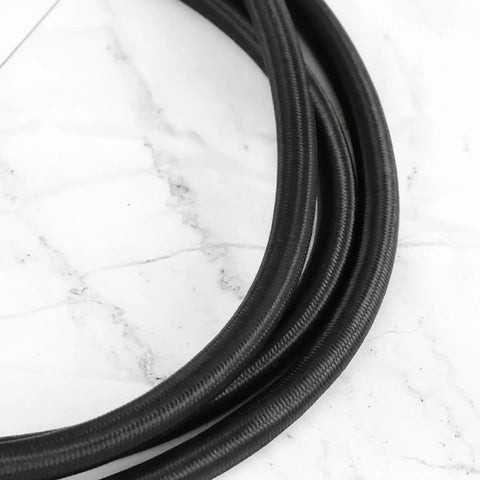Close-up of 4 Pack Elastic Bungee Cord Straps with Carabiner Hooks for Luggage Camping and Outdoor Gear showing strong polyester material
