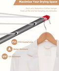 Backyard Game Changer Umbrella Clothesline, 12 Line Outdoor Drying Rack with clothes hanger hook and coated lines for delicate items.