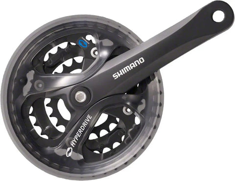 Hybrid Crankset With 170Mm Arms And Triple Chainrings 42 32 22T, Black Finish, Square Bottom Bracket Compatible, Chainguard Included