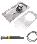 Heavy Duty 304 Stainless Steel Glass Rinser And Pitcher Washer with sprayer, drain tray, and hose for bar kitchen use.