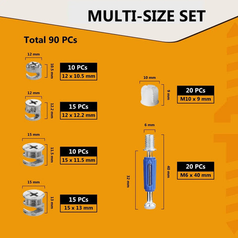 Furniture Cam Lock Set With Ninety Pieces Three In One Eccentric Wheels For Easy DIY Cabinet Repairs Compatible With IKEA Hardware