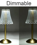 Lit Cordless Table Lamp With USB Rechargeable Battery 12 Inch Brass LED Desk Light With Built In Dimmer showing dimmable feature