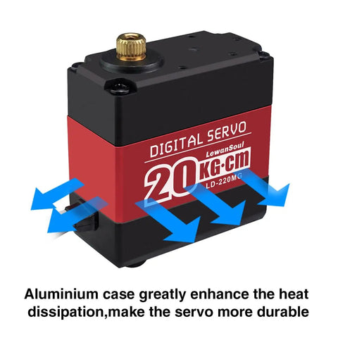 Beefy 20Kg Torque RC Servo Motor With 25T Horn, Dual Ball Bearings, Aluminum Case, Waterproof Metal Gear