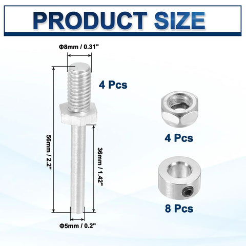 RC Airplane Landing Gear Drive Shaft Axle Kit Five Sixteenth Inch Diameter By Two Point Two Inch Length Four Pack With Nuts