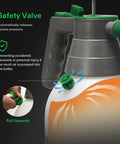 Durable Handheld Garden Sprayer 2L Pump Sprayer With 68 Oz Capacity showing safety valve feature and instructions