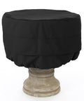 Built Tough Bird Bath Cover With Weather Resistant Ripstop 600D Polyester on bird bath, snug fit, side view