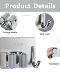 Five Pack Wall Mounted Mop And Broom Holder Set With Stainless Steel Hangers showcasing triangle-buckle, sleek hook, installation free
