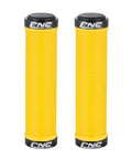 Yellow MTB Grips For Mountain Bikes And BMX With Double Aluminum Lock Ring Grippy TPR Rubber Sweat Absorbing Textured Surface