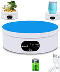360 Degree Motorized Rotating Display Stand White Electric Spinner Turntable For Tumblers Jewelry Photography Products Adjustable Speed Turner Base Showpiece Prop with adjustable speed and USB port.
