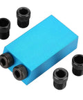 Pocket Hole Jig Kit For Woodworking With 15 Degree Oblique Hole Locator, blue aluminum alloy body and steel bushings.