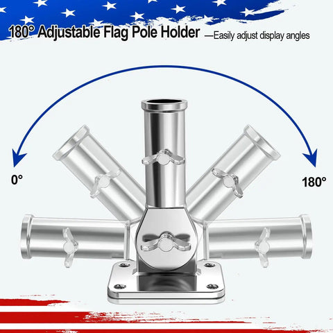 180 Degree Adjustable Flag Pole Holder Mount In Marine Grade 316 Stainless Steel For Outdoor Use Fits 1 Inch Flag Poles