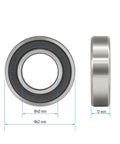 Two 40×62×12 mm deep groove ball bearings, chrome steel with black rubber shields (2 pcs)