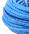 Close-up of coiled Blue Polyurethane Pneumatic Hose, 10mm Outer Diameter By 6.5mm Inner Diameter, Durable Air Tubing For Compressors And Tools
