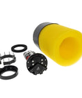 Drop Twin High Flow Electric Fuel Pump System With Dual 340 LPH Turbine Pumps Pushing 680 LPH Combined Flow components including yellow foam and pump.