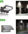 Rotatable 150W LED Wall Pack Light With Dusk To Dawn Photocell compared to other lights in outdoor settings
