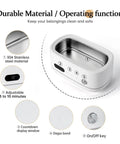 42KHz Ultrasonic Cleaner For Jewelry And Glasses, 480ML stainless steel tank with control buttons and smart timer features