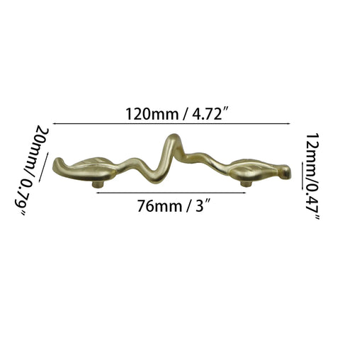 Go-To Gold Leaf Drawer Pulls 4 Pack With 4.72 Inch Length And 3 Inch Center-To-Center Hole, Decorative Leaf Shape Hardware