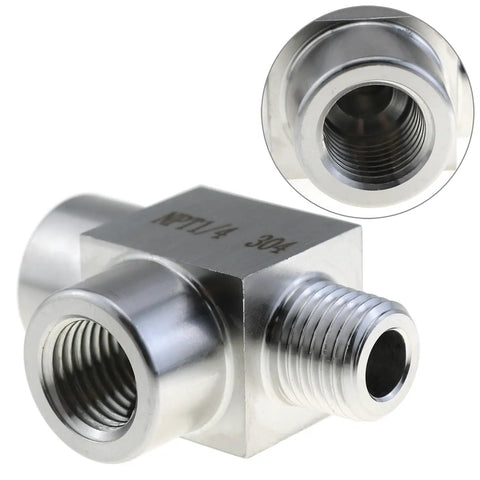 Stainless Steel Street Tee Pipe Fitting With 1/4NPT Male To Dual 1/4NPT Female Threads For Plumbing And DIY, 304 Grade, Durable View