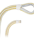 Heavy Duty Double Braid Nylon Anchor Line For Boating 5/8 Inch By 300 Feet With Corrosion Resistant Stainless Steel Thimble detail showing steel eye and braided design.