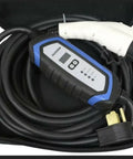 Road Trip Ready Level 2 EV Charger With 240V 32A Output And Portable Charging Cable Featuring 25 Foot Durable Cord And Nema 14-50P Plug in carrying case.