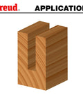 Wood block cut with Up Spiral Router Bit With Tico Hi-Density Carbide for smooth clean cuts in wood and plywood