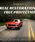 Turn Heads Rich Black Tire Shine And Trim Restorer With Ceramic Hybrid Shield on a vintage car in motion on a curvy road.