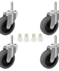 Three Inch Swivel Stem Caster Set Of Four For Rubbermaid Mop Buckets And Utility Carts With Seven Sixteenth Inch Stem Diameter Heavy Duty TPR Wheels 150 Lb Per Caster 600 Lb Per Set Replacement Wheels For Shop Vac And Weber Grills.