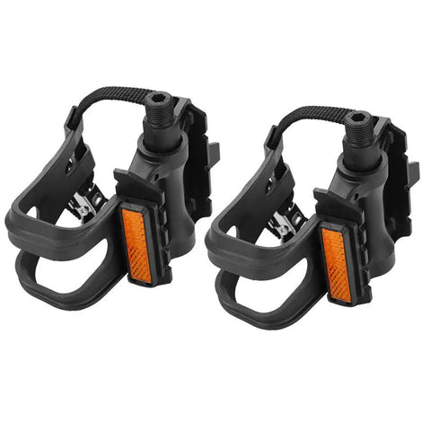 Durable Nylon Bicycle Pedals With Integrated Toe Clips And Straps For Spin Bikes And Kids Bikes Training Pedals With Non Slip Cages