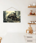 Rusty Steam Locomotive Wooden Hanging Sign Vintage Rustic Wall Plaque For Cozy Living Room Vibe Garden Patio Cafe Indoor Outdoor Decor Ideal For Porch Yard Kitchen Bar Home Office 8 By 12 Inch hanging in kitchen
