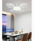 MENGLANSI Flush Mount Fan Light in a modern living room setting, showcasing its enclosed design and E27 socket, perfect for home use.