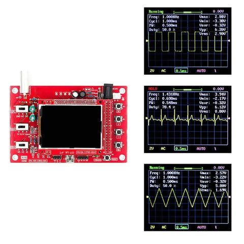 Open Source Digital Oscilloscope Kit With Probe And 2.4-Inch TFT Screen, 1Msps Sampling, displays waveforms on screen