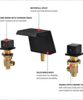 Matte Black Deck Mount Tub Faucet With Waterfall Spout, 3 Hole Roman Tub Filler Set, Two Handle Water Mixer, brass construction
