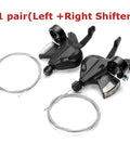 8 Speed MTB Trigger Right Shifter And Left Friction Ratcheting Thumb Shifter Pair with cables for triple crank mountain bikes