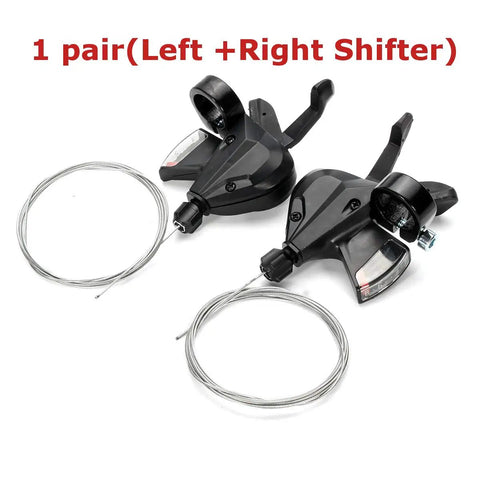 8 Speed MTB Trigger Right Shifter And Left Friction Ratcheting Thumb Shifter Pair with cables for triple crank mountain bikes