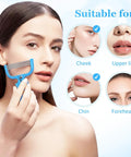 Woman using Facial Hair Epilator Spring Tool 3-Pack Painless No Fuss Root Remover for upper lip, chin, cheeks, forehead.