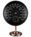 Vintage Brass Indoor Outdoor Thermometer And Humidity Gauge 2 In 1 Weather Station With Removable Stand