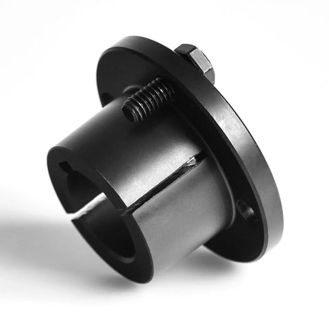 1-inch bore steel pulley bushing with flange and set screw for keyed shaft