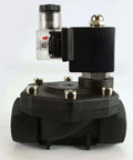 1 Inch BSPP Electric Solenoid Valve For Air Water Gas And Liquids, Normally Closed 110V AC, Plastic Body, Front View