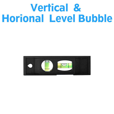 Bubble level in black frame from Lag Bolt Kit For TV Wall Mount With M8x65mm Lag Bolts And Washers Wood Stud Anchors And Plastic Concrete Anchors Bubble Level Included For Easy Installation Heavy Duty Steel MU0041B