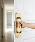 12 Inch Push Pull Door Handle Set Satin Gold Finish For Interior Doors Built Tough In Stainless Steel SUS 304 Two Pack Rust Resistant Smooth Operation Easy Grip Durable Premium Door Hardware on white door