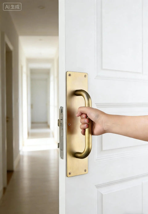 12 Inch Push Pull Door Handle Set Satin Gold Finish For Interior Doors Built Tough In Stainless Steel SUS 304 Two Pack Rust Resistant Smooth Operation Easy Grip Durable Premium Door Hardware on white door