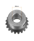 Top view of 45# steel bevel gear with 8mm shaft hole, part of Two Piece Bevel Gear Set Beefy 45 Steel 1M 20 Teeth 1 Module.