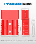 Dimensions of Anderson Quick Connect 120A Red Plug Kit for 2-6 AWG Battery Cables, showing length and width.