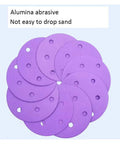 100 Pack 5 Inch 6Hole Alumina Sanding Discs With Super Sticky Hook And Loop Backing Ceramic Abrasive Pads For Metal Wood Projects Fast Dust Venting Design grip tight in purple color