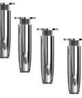 Set Of 4 Dope Chrome Tapered Furniture Legs For Sofas And Tables 10 Cm (3.9 In) With Screws Riser Support Bright Finish