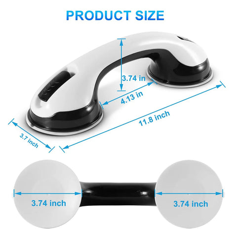Two Pack Senior Shower Grab Bars With Strong Suction Cups Non Slip Bath Handles For Elderly And Handicap 12 Inch Safety Support Handle Wall Mounted For Tub And Shower