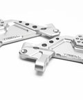 7075 Aluminum Front Shock Towers With Panhard For Axial SCX6 Left And Right Beefy Hoops Bracket Mount Upgrades Two Pack CNC Machined Heavy Duty Improved Steering And Stability Silver Finish, silver pair
