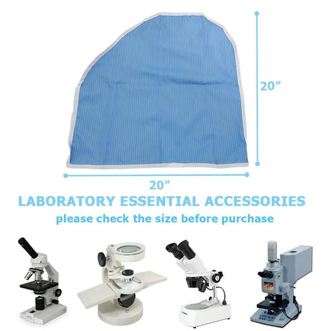 Dust Proof Microscope Cover For Standard Lab Scopes 20 Inch By 20 Inch, ESD Safe Dust Shield, blue cover with 20" size