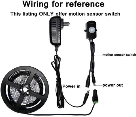 Wiring setup for Two Pack Motion Activated Sensor Switch With PIR Sensor Auto On Off DC 12V 30V 3A Occupancy Sensor For LED Strip
